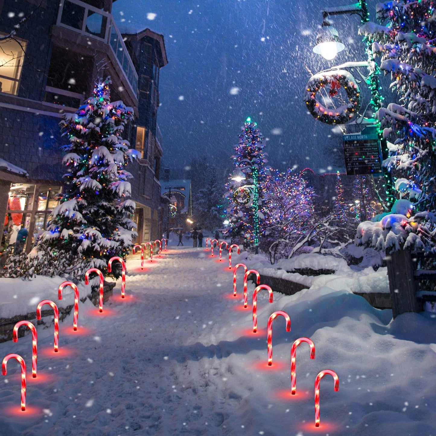 Christmas Candy Cane Lights Outdoor Pathway -10 Pack Lighted Candy Cane Pathway Markers Lights Walkway, 10 inch Candycane Christmas Sidewalk Outdoor for Yard Lawn Decorations