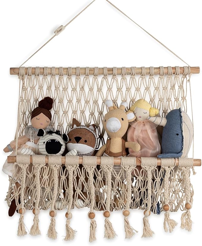 Crane Baby Macrame Hanging Storage Bin
