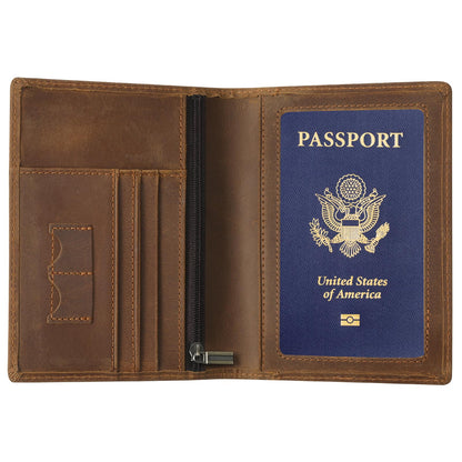 Ringsun Leather Passport Cover for Men Women, RFID Passport Wallet Case Travel Passport Holder for Family