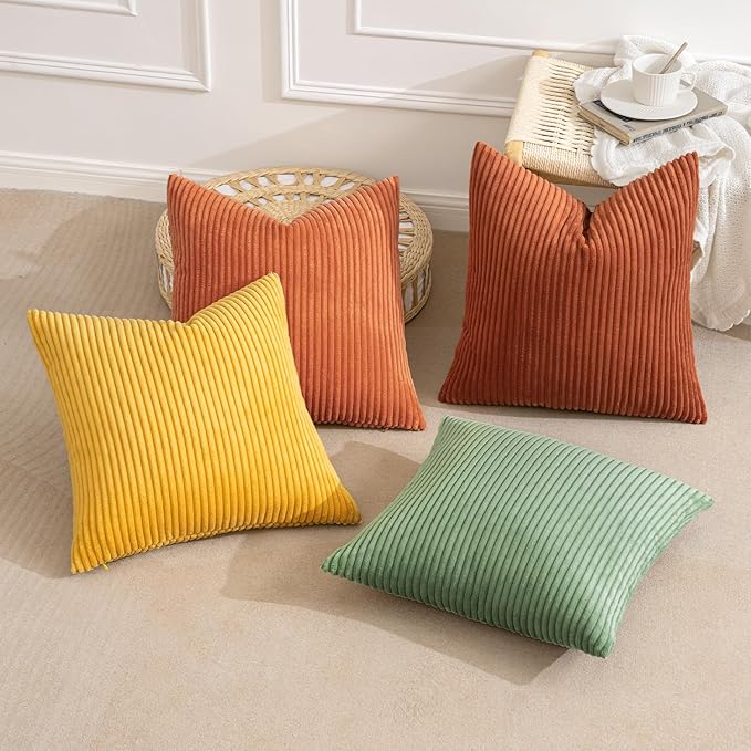 MIULEE Decorative Throw Pillow Covers 18x18 Inch Set of 4, Vibrant Cushion