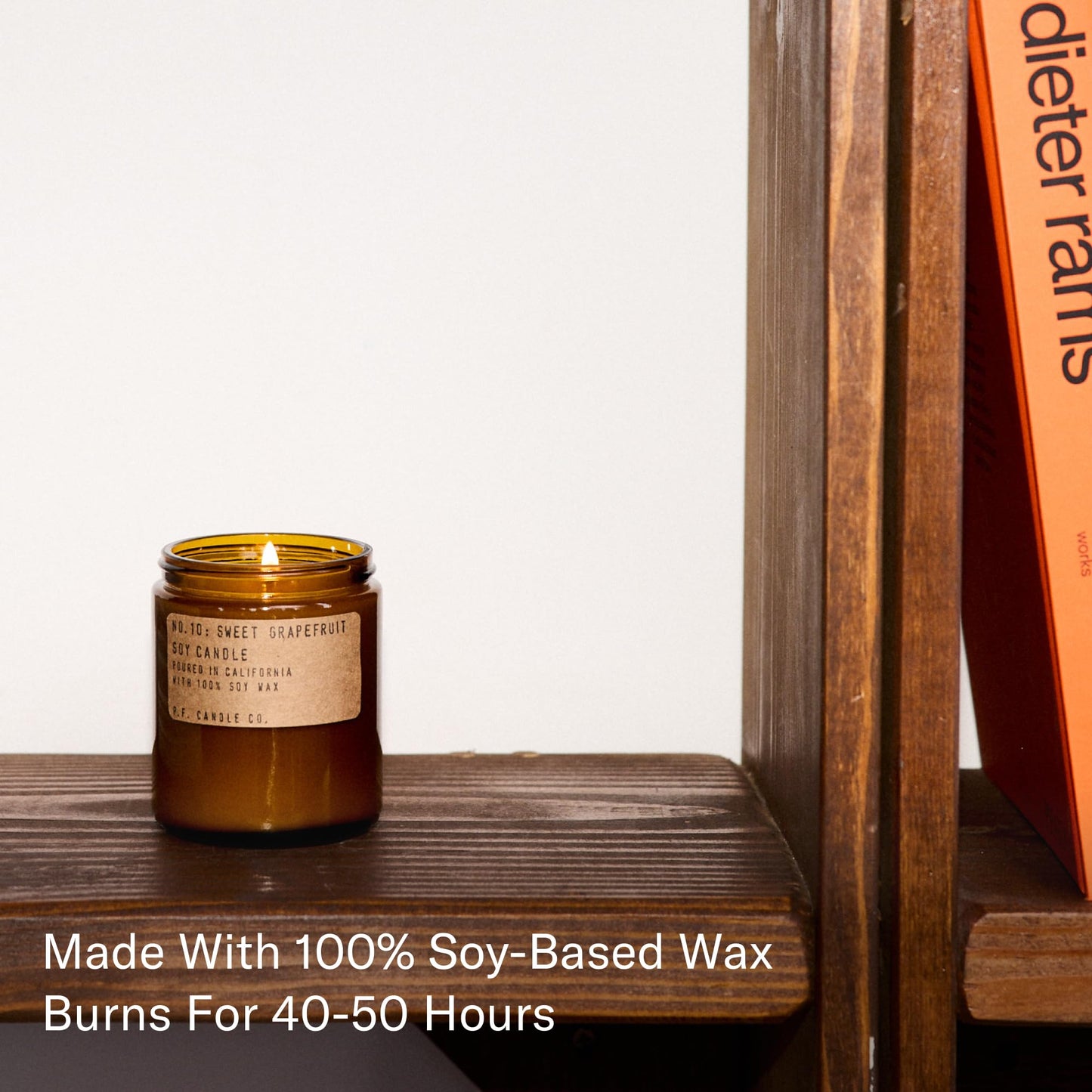 P.F. Candle Co. Sweet Grapefruit Classic Standard Scented Soy Wax Candle (7.2 oz) 40-50 Hour Burn Time, Amber Glass Jar, Made in The U.S.A.