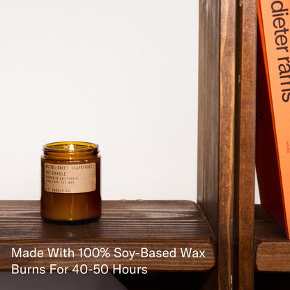 P.F. Candle Co. Sweet Grapefruit Classic Standard Scented Soy Wax Candle (7.2 oz) 40-50 Hour Burn Time, Amber Glass Jar, Made in The U.S.A.