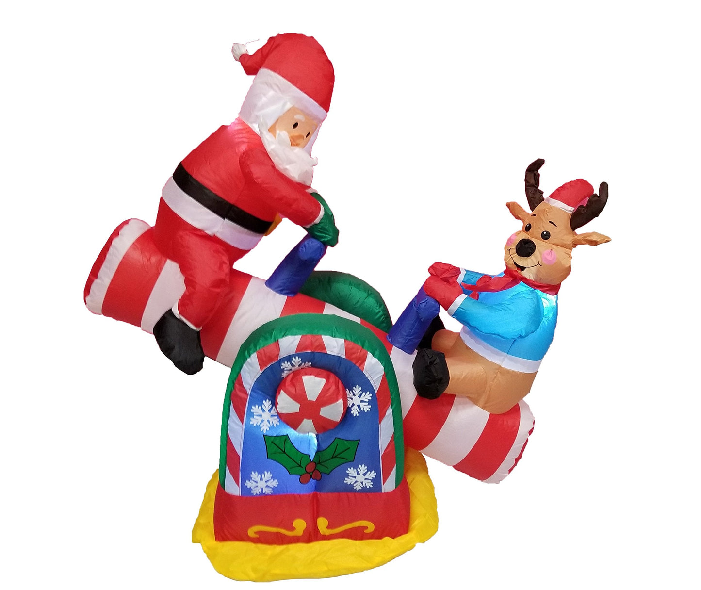 4 Foot Animated Christmas Inflatable Santa Claus and Reindeer on Teeter Totter Outdoor Yard Decoration
