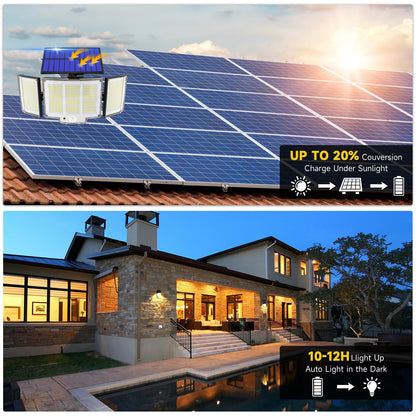 Solar Lights Outdoor Garden Lights 1 Pack 348LED 2000LM IP65 270° 3 Modes Solar Security Lights Outdoor Motion Sensor Outdoors Wall Lights Solar Wall Light Outdoors Motion Sensor Light