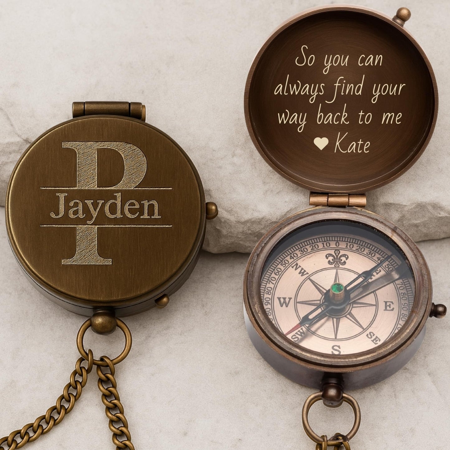 Engraved Compass Gift for Men – Personalized Brass Pocket Compass – Custom Antique Keepsake for Son, Husband, Boyfriend, or Dad – Graduation, Father’s Day, Anniversary, Birthday, or Christmas Gift