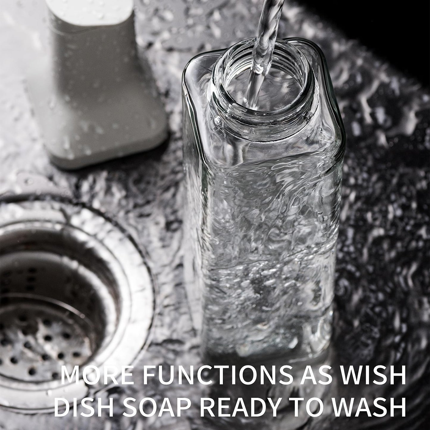 stackbear Olive Oil Dispenser for Cooking - 16oz Leakproof Glass Oil Dispenser Bottle with Gravity Spout, Air Fryer, BBQ, Healthy Salad & Non-Stick Pans, BPA-Free, Easy to Refill and Use, Light Grey