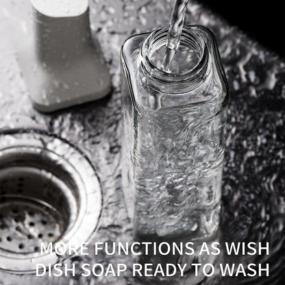 stackbear Olive Oil Dispenser for Cooking - 16oz Leakproof Glass Oil Dispenser Bottle with Gravity Spout, Air Fryer, BBQ, Healthy Salad & Non-Stick Pans, BPA-Free, Easy to Refill and Use, Light Grey