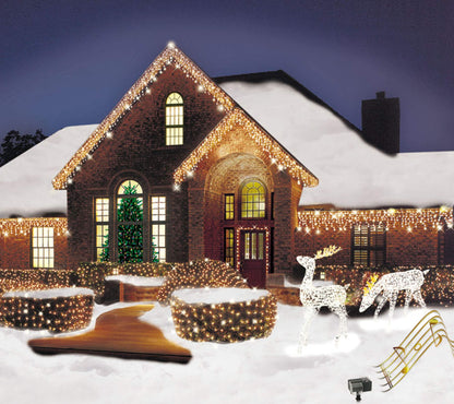 Mr. Christmas Lights and Sounds Outdoor Christmas Lights Power Strip Stake, Synchronizes with Lights, Plays 20 Songs, 6 Outlets