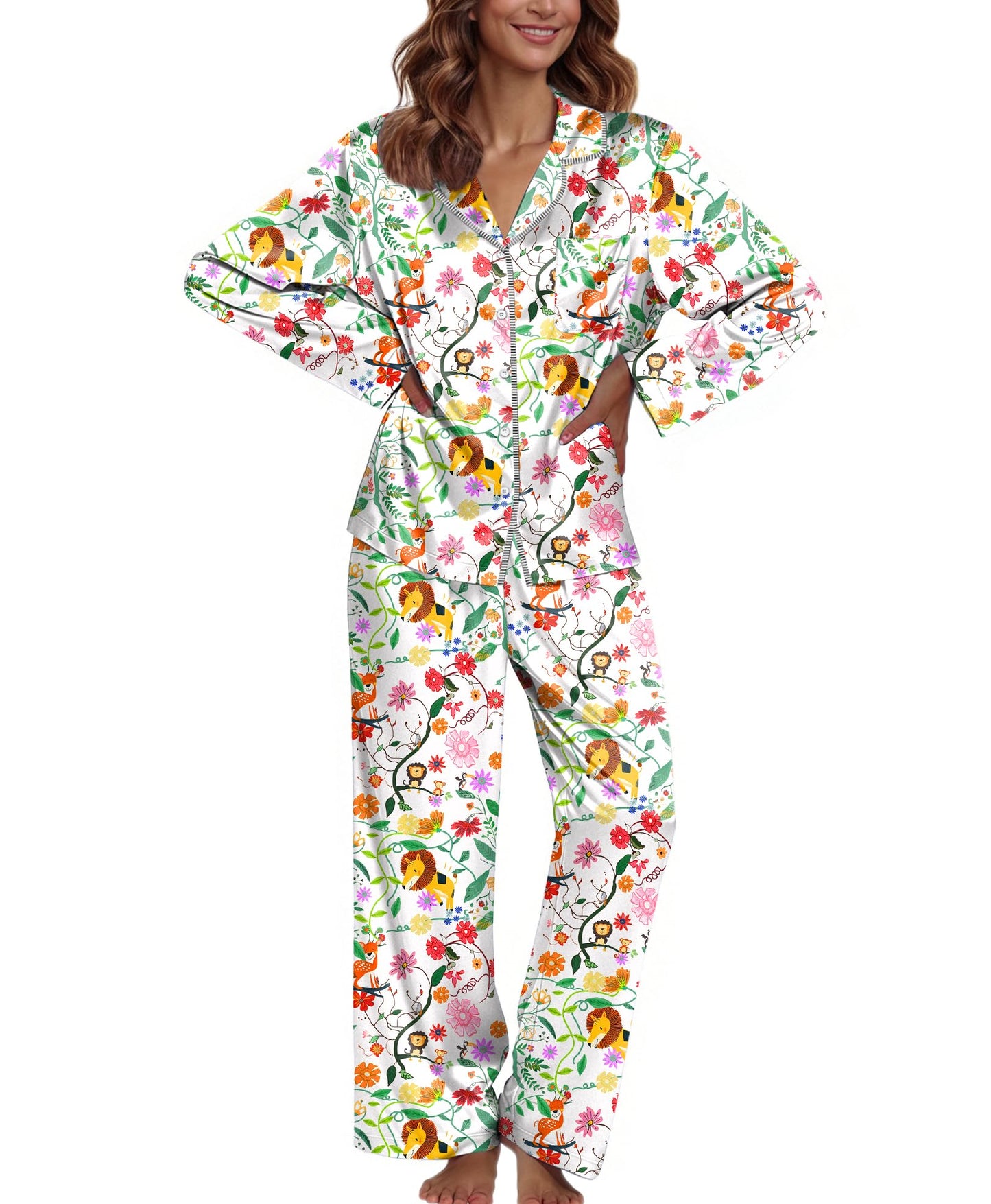 Ekouaer Pajamas For Women Set Silk Pjs 2 Piece Satin Sleepwear Long Sleeve Button Down Lounge Sets With Pant