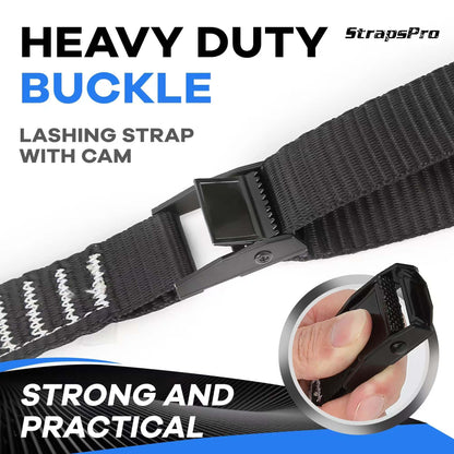 Cinch Strap, 6ft x 1 Inch Wide Lashing Straps with Buckles Adjustable Cam Straps, 1763lbs Heavy Duty Quick Pull Release Utility Nylon Black Cargo Tie Down Straps for Kayak Trucks Trailer Box, 12 Pack