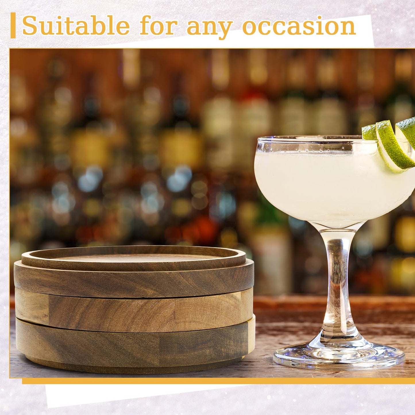 Domensi 2 Sets 3-Tier Acacia Wood Bar Glass Rimmer, 5.6" Margarita Salt Rimmer Set Salt and Sugar Tray for Cocktails Tequila Home Bartender Bar Accessories(Acacia Wood)