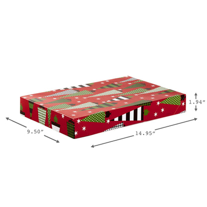 Hallmark Medium Christmas Gift Boxes with Lids (12 Shirt Boxes, 4 Designs: Trees, Stripes, Snowmen, Holly) for Christmas, Holiday Parties, Hostess Gifts