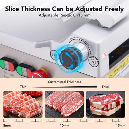 GarveeLife Automatic Meat Slicer Commercial Meat Cutter for Resturant Kitchen Use, with 12" Carbon Steel Blade