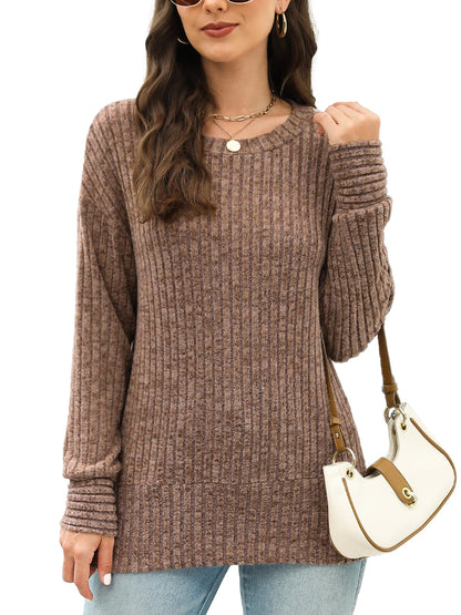 JomeDesign Sweaters for Women Long Sleeve Shirts Crew Neck Sweatshirt Lightweight Casual Tunic Tops