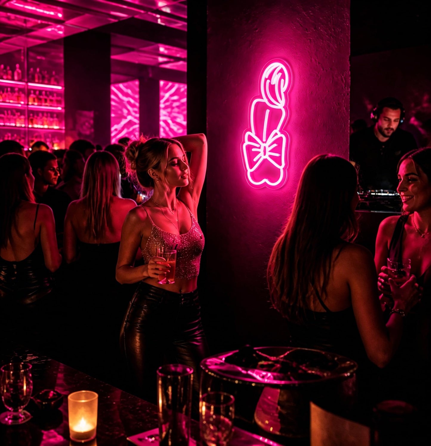 Gdbkabf Bow Lady Neon Sign, Neon Signs for Wall Decor Neon Pink LED Signs Room Neon Light Up Signs Home Decor for Bedroom Club Party Bar Shop USB Operated