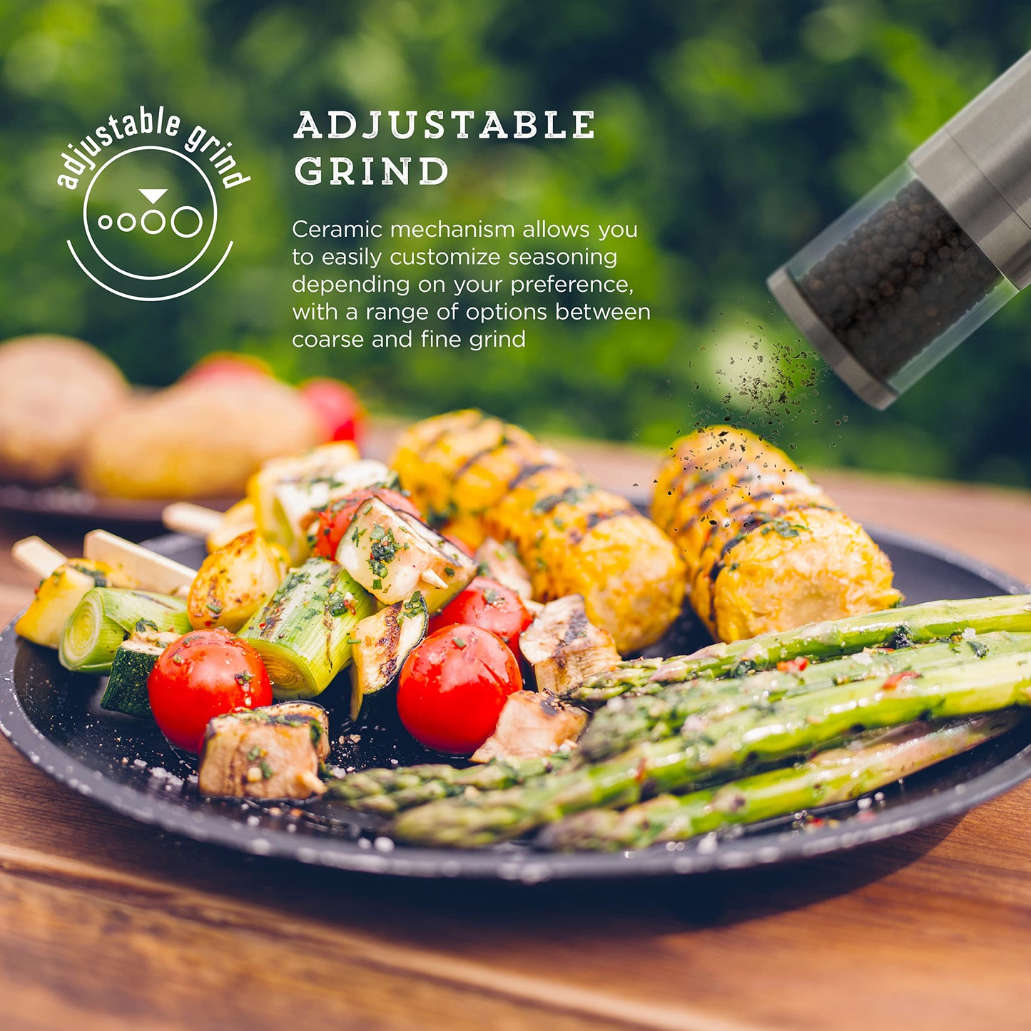 Kamenstein Magnetic Salt and Pepper Grinder Filled with Spices, Set Of 2, Stainless Steel