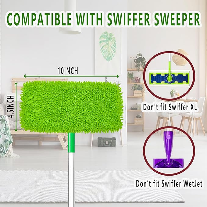 8PCS Reusable Microfiber Mop Pads Washable Wet Pads Compatible