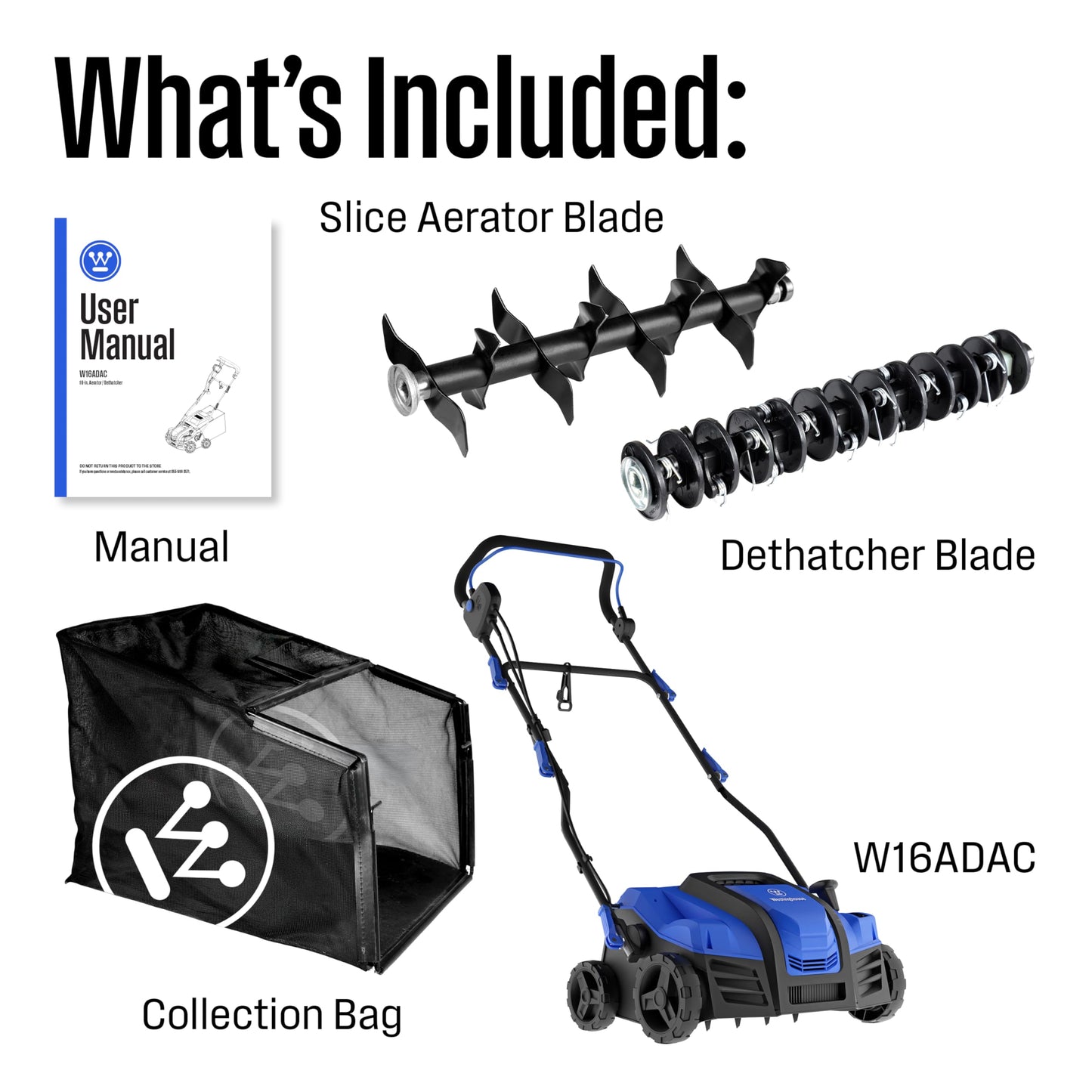 Westinghouse 16" 15-Amp 2-in-1 Electric Dethatcher and Scarifier with Collection Bag
