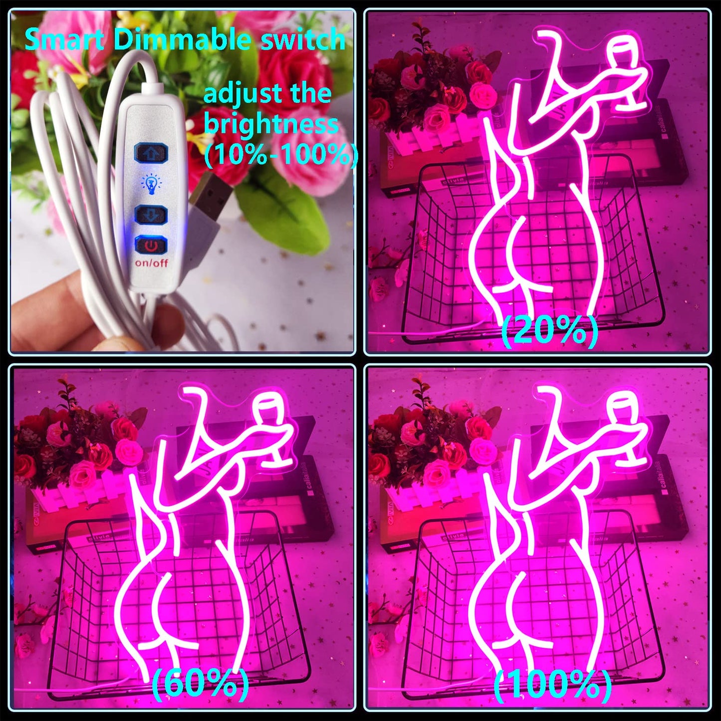 Ajoyferris Lady Back Neon Sign Dimmable LED Lady Sign Woman Neon Sign Sexy Lady Neon Signs for Bedroom Man Cave Bar Store Home Party Art Decor Gifts(16X11 inches,Blue)