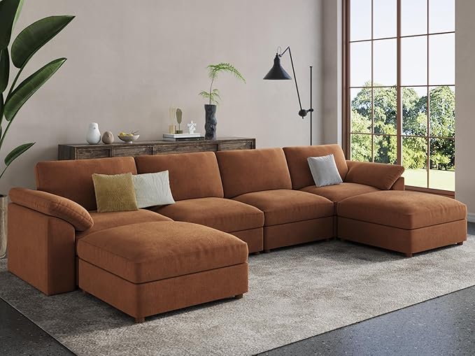 EASE MOOSE Modular Sectional Couch, Oversized Deep Seat U Shape Sectional Couch