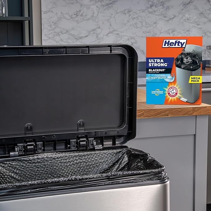 Hefty Ultra Strong Trash Bags, Break Resistant Drawstring Enclosure, Continuous