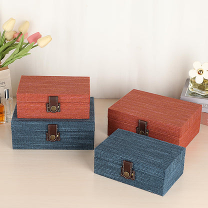Hipiwe Treasure Chest Box - Wooden Decorative Trinket Jewelry Box with Clasp Memento Case Box Rectangular Keepsake Jewelry Organizer Box Gift for Women Men Home Decor,Medium
