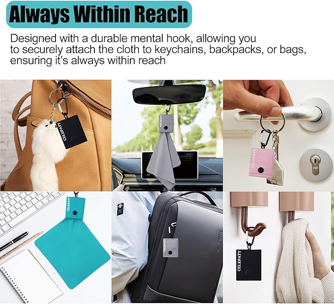Solid Color Keychain Microfiber Eye Glasses Cleaner Cleaning Cloth Wipes