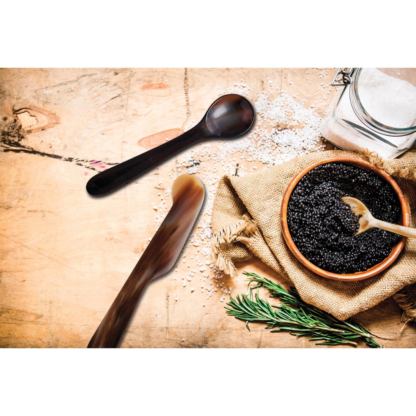 HIC Kitchen Salt Spice Tasting Spoon, Handcrafted in the United Kingdom, Responsibly Sourced Ankole Cow Horn, 3-Inch