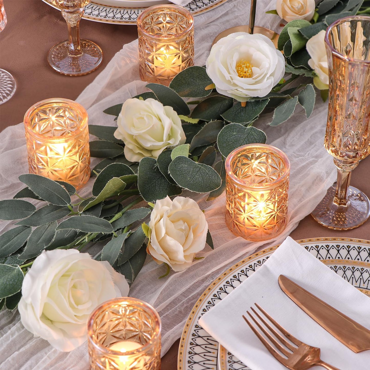 Gold Votive Candle Holders Set of 12, Tea Lights Candle Holders Glass for Wedding Table Centerpieces, Gold Candle Holder for Christmas Party Diwali Centerpieces for Table, Home Party Supplies