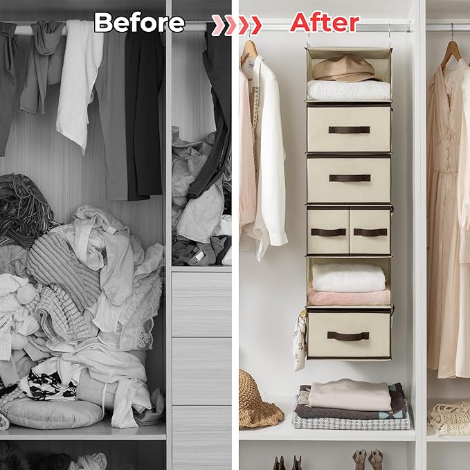 GRANNY SAYS Hanging Closet Organizers and Storage 6 Shelves, Closet Hanging