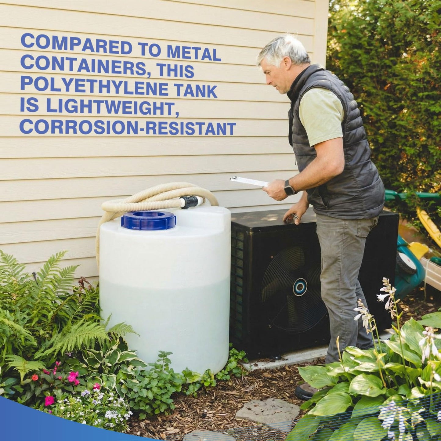 Lounsweer 16 Gallon (60l) Hdpe Chemical Storage Tank for Chemical Feeder & Dosing Systems, Thick-wall Polyethylene Solution Tank, Leak-Resistant Industrial Liquid Container