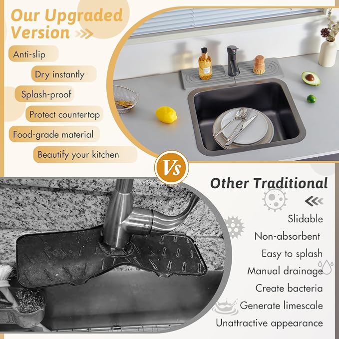 Stone Faucet Mat For Kitchen Sink, Super Absorbent, Sink Stone Quick Dry Around