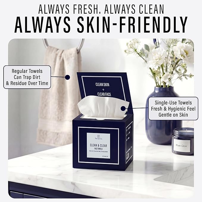 Clean & Clear Face Towels, Disposable Luxury Facial Towels, 100% Viscose