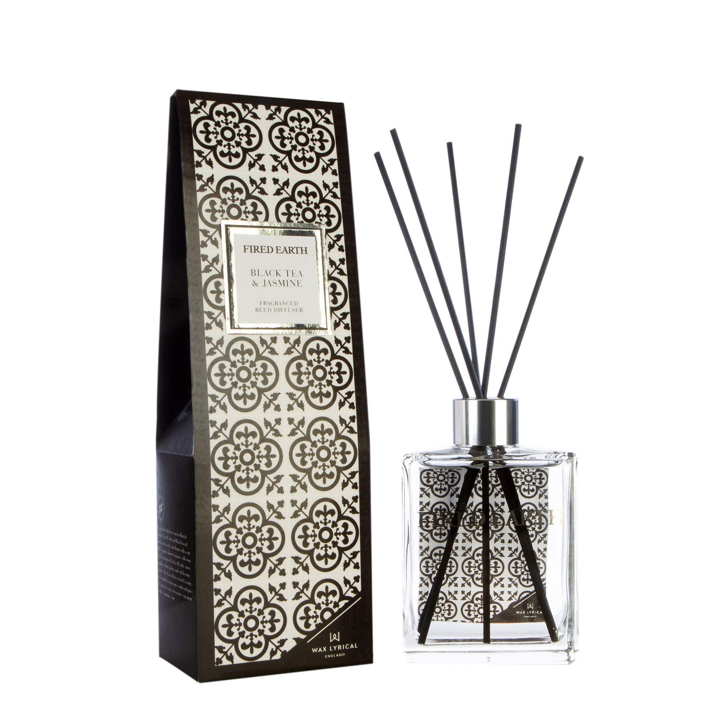 Wax Lyrical Fired Earth Small Ceramic Candle, Black Tea and Jasmine, Up to 17 hour burn time