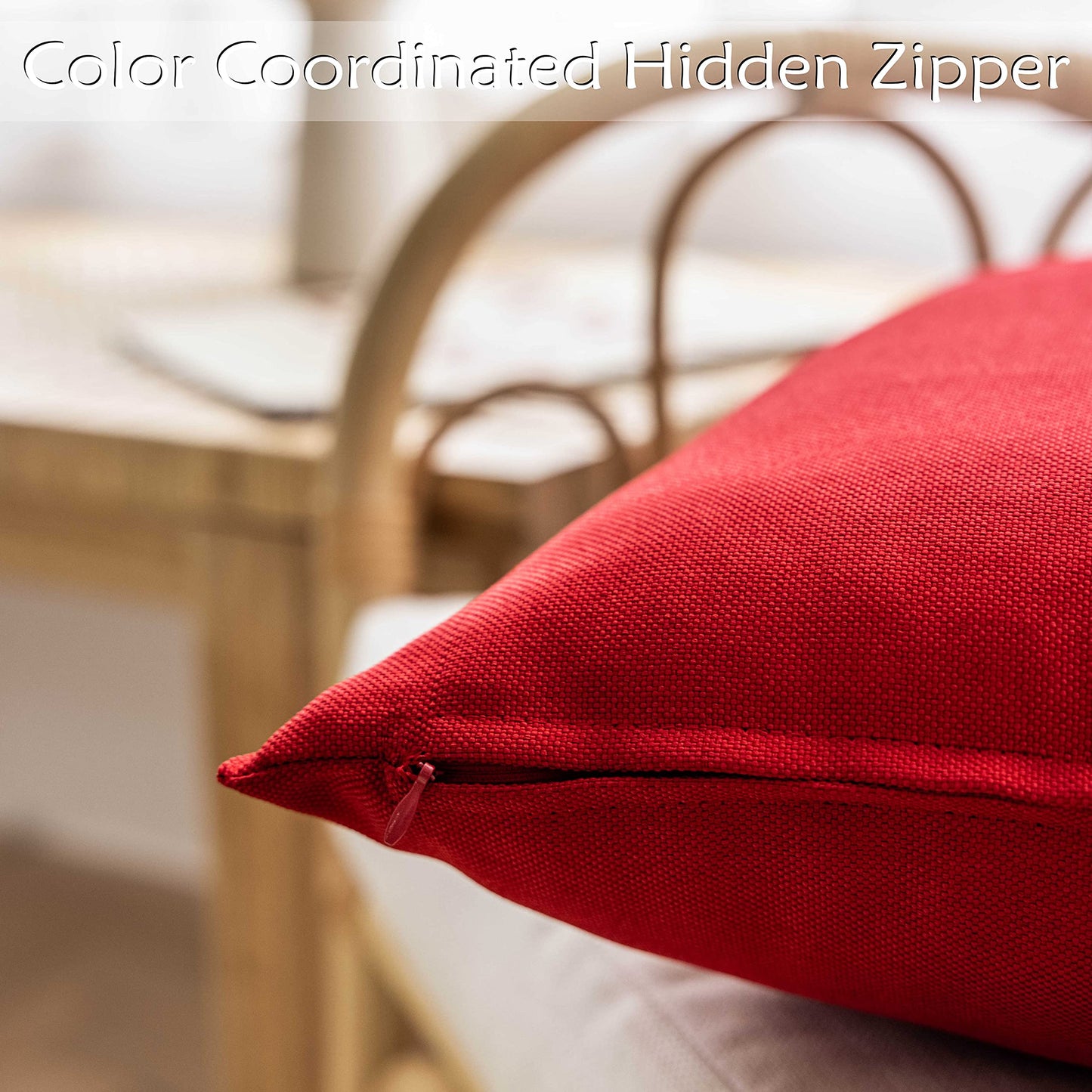 Home Brilliant Red Pillow Covers 18x18 Outdoor Pillows for Patio Waterproof Throw Pillow Cover for Couch Chair Tent Wedding Party Outdoor Christmas Decorations, 18x18 inches(45cm), Red
