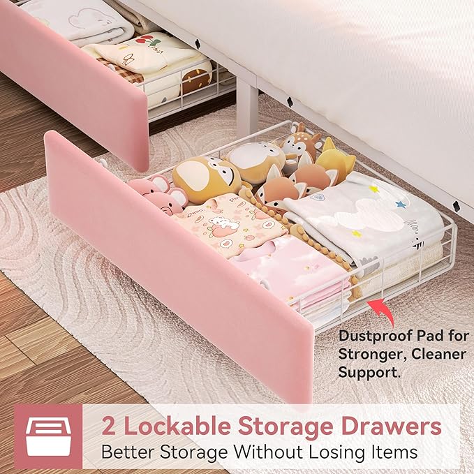 Queen Upholstered LED Bed Frame