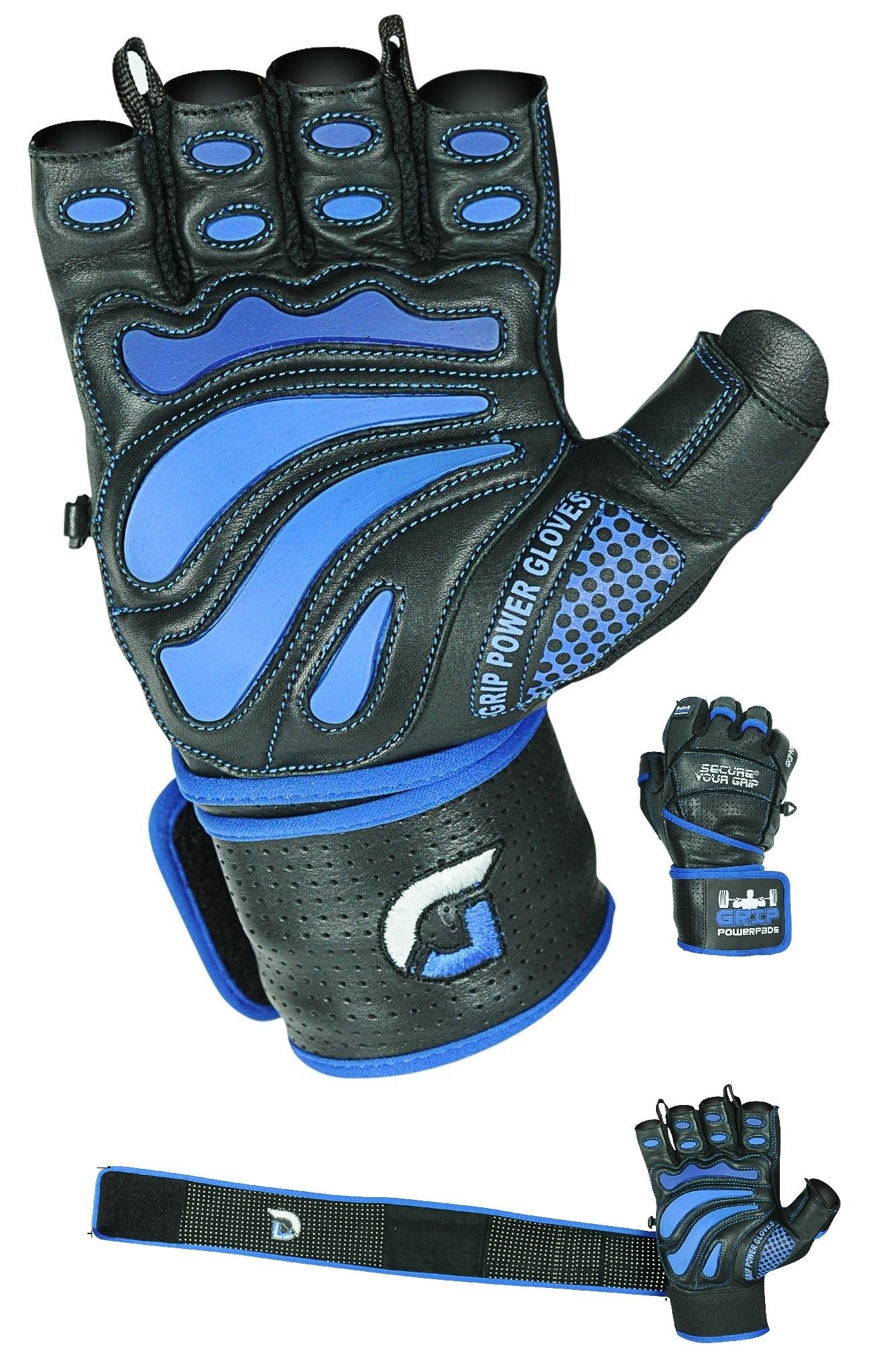 Elite Leather Gym Gloves with Built in 2" Wide Wrist Wraps Grip & Design for Weightlifting Power Lifting Bodybuilding & Strength Training Workout Exercises