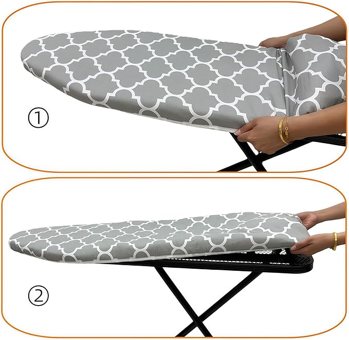 Ironing Board Cover and Pad, Sewn-in Thick Feltpads, Elastic Edge, Fits