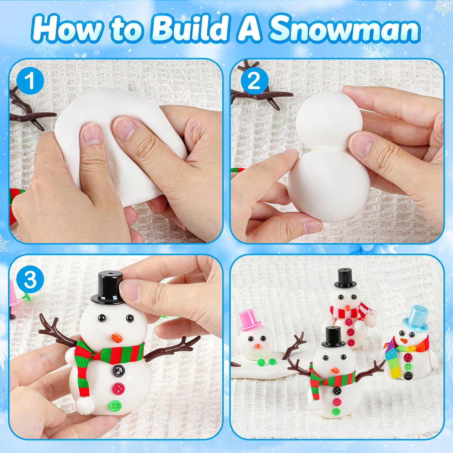 6 Pack Slime Stocking Stuffers, Stocking Stuffers for Kids,Christmas Crafts, Kids Crafts Snowman DIY Kit,Crafts Xmas Gift
