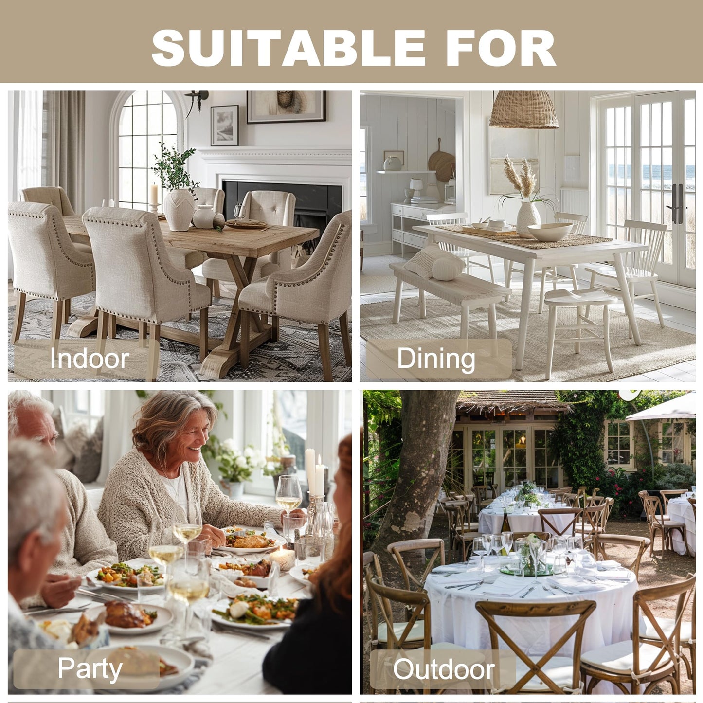 Hiasan Faux Linen Rectangle Tablecloth - Wrinkle and Stain Resistant Washable Table Cloth for Kitchen Dining Room Holiday Table Cover for Party Dinner, Beige, 54 x 120 Inch