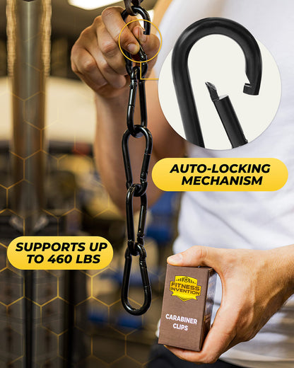 Carabiner Clip 5 PCS - Black Heavy Duty Carabiner Clip - Large Carabiner Clips - Snap Hooks - Perfect for Weight Lifting, Keychain, Dog Leashes & Gym