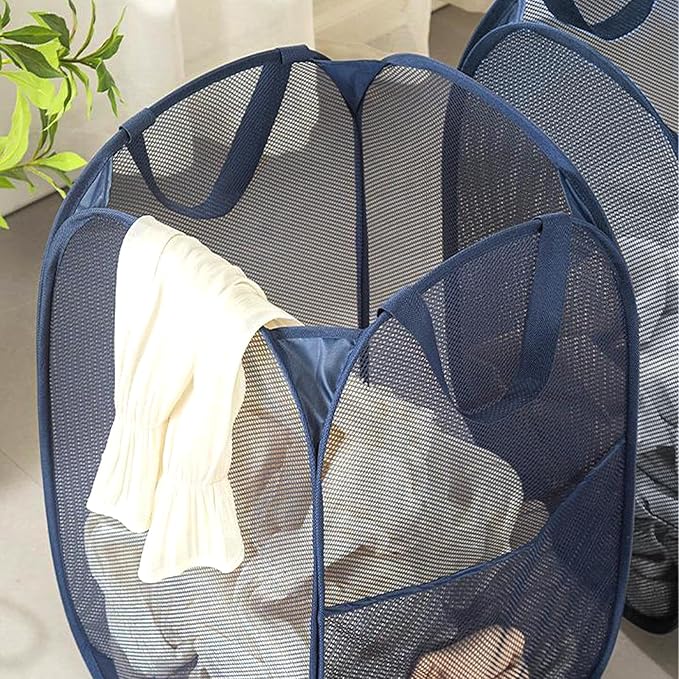 Pop up Laundry Hamper, Foldable Mesh Clothes Hamper