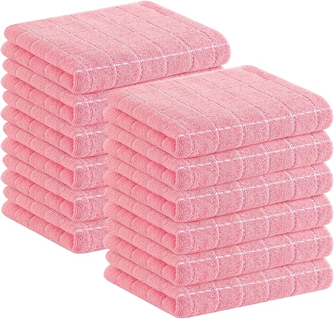 Homaxy 100% Cotton Terry Kitchen Towels, Checkered Designed, Soft and Super