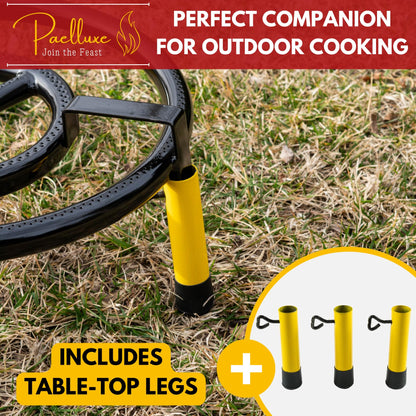 Paelluxe Paella Burner and Stand Set 16 Inch Dual Ring Propane Burner Outdoor Stove with Table Top Stand & Regulator, Portable Gas Cooker Wok Burner for Camping, Crawfish Boil Cooking Outdoor Paellera