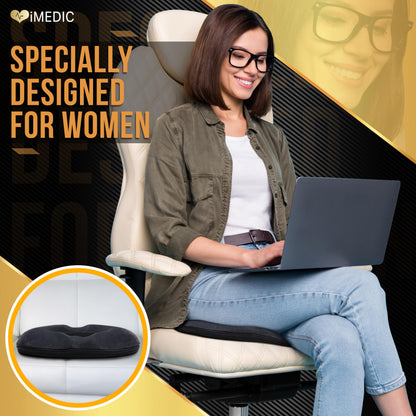 iMedic Memory Foam Donut Cushion (1 Pack) – Ergonomic Seat Cushion for Haemorrhoids, Coccyx & Postnatal Pain – Office Chair Cushion for Tailbone Relief – Orthopedic Support for Sitting Comfort