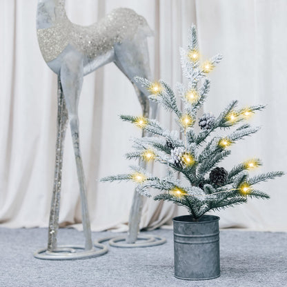 Small Christmas Tree 24 inch Mini Christmas Tree Pre-lit with 60 Lights Rustic Style Tabletop Tree 2 ft