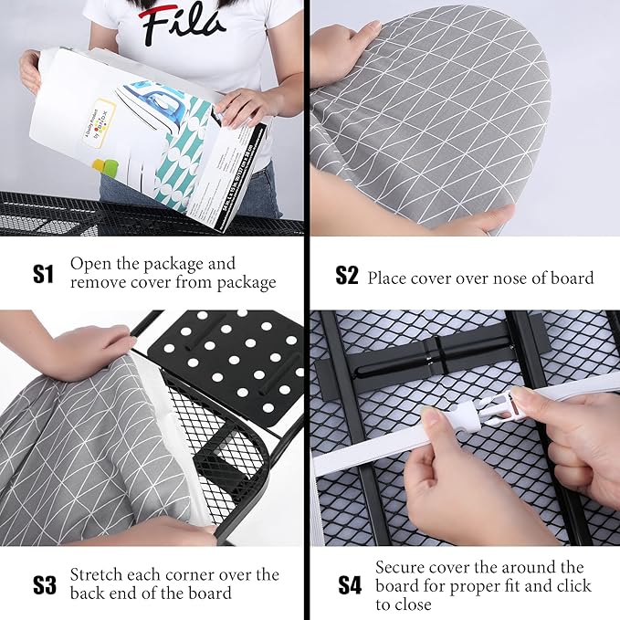 Ironing Board Cover, Full Size Scorch Resistant Padding, Elastic Edge, Heavy