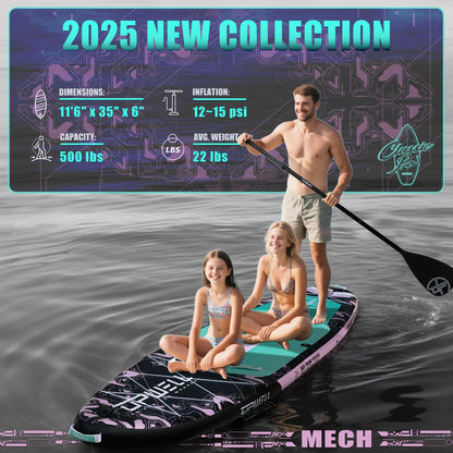 UPWELL 11'6"×35" Extra Wide Inflatable Paddle Board, Stand Up Paddle Board, Sup Paddle Boards for Adults, Mech Pink