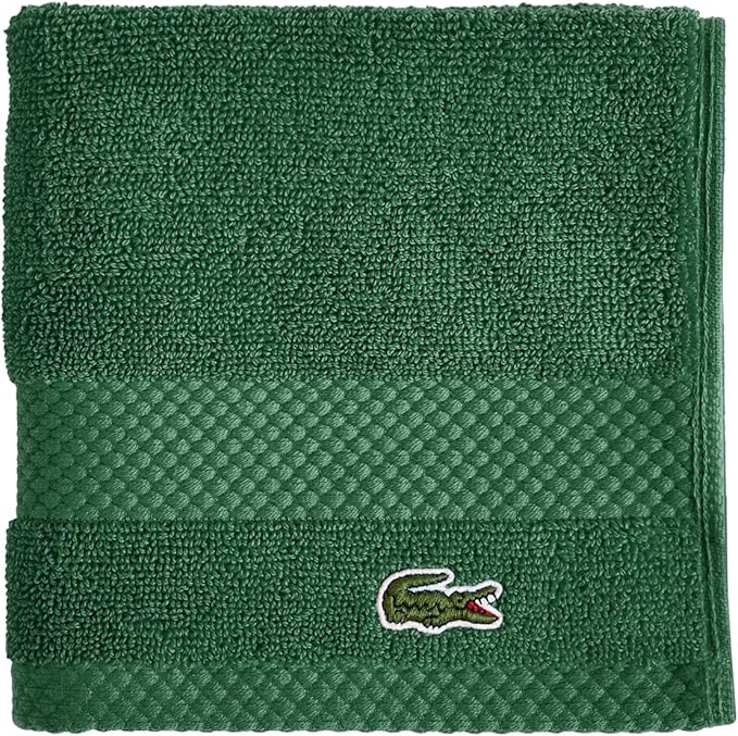 Lacoste Heritage 100% Supima Cotton Wash Cloth, Croc Green, Premium Super Soft