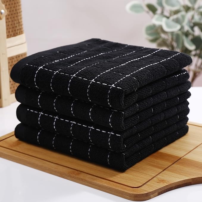 Homaxy 100% Cotton Terry Kitchen Towels, Checkered Designed, Soft and Super